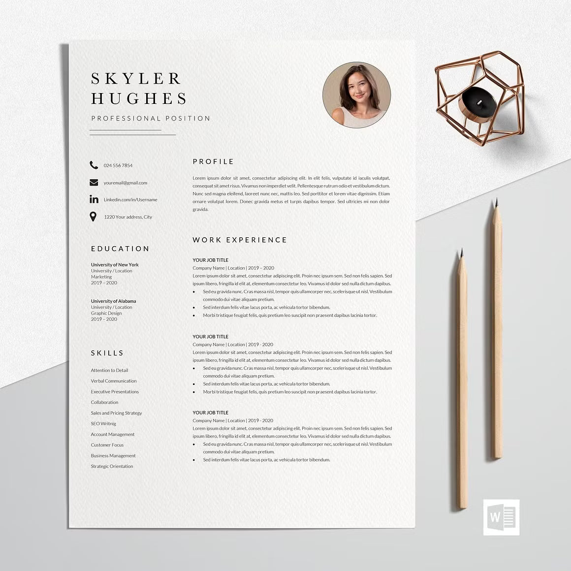 Resume Design CV Template - Skyler Hughes