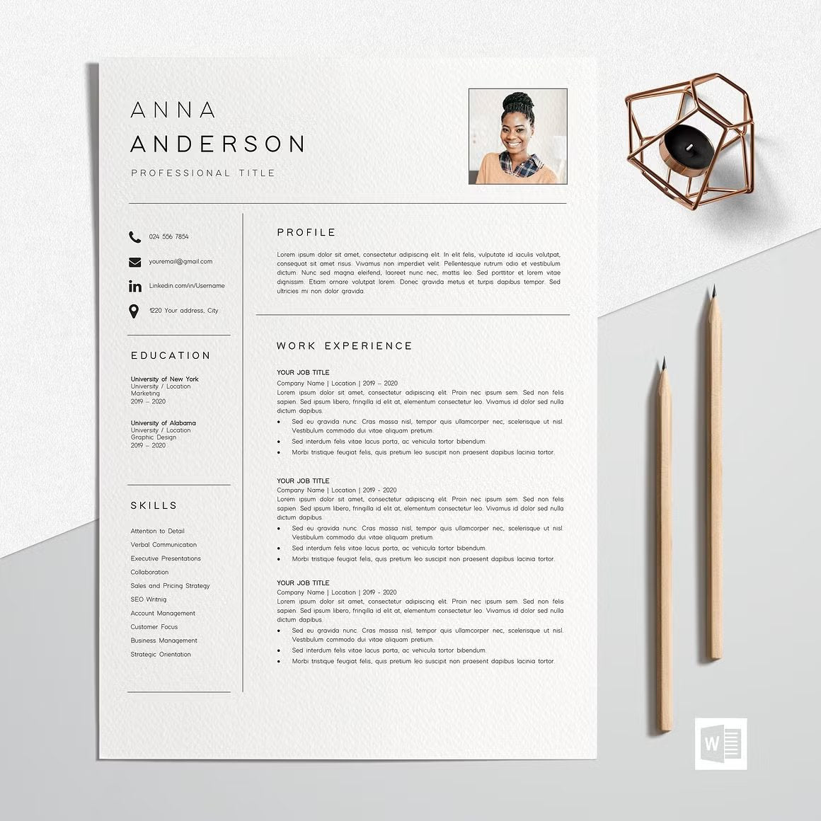 Resume Template CV Professional - Anna Anderson