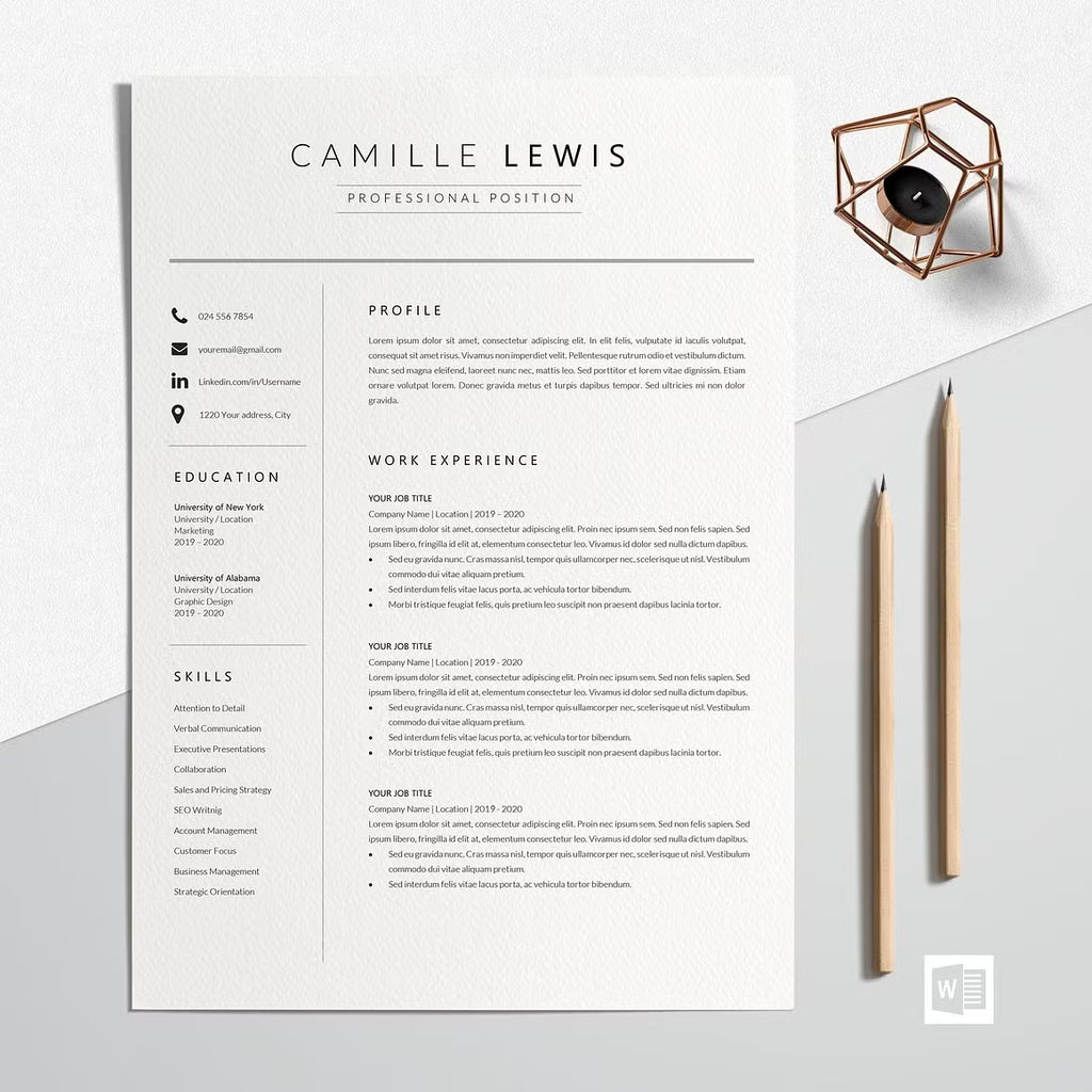 Professional Resume Design Template - Camille Lewis