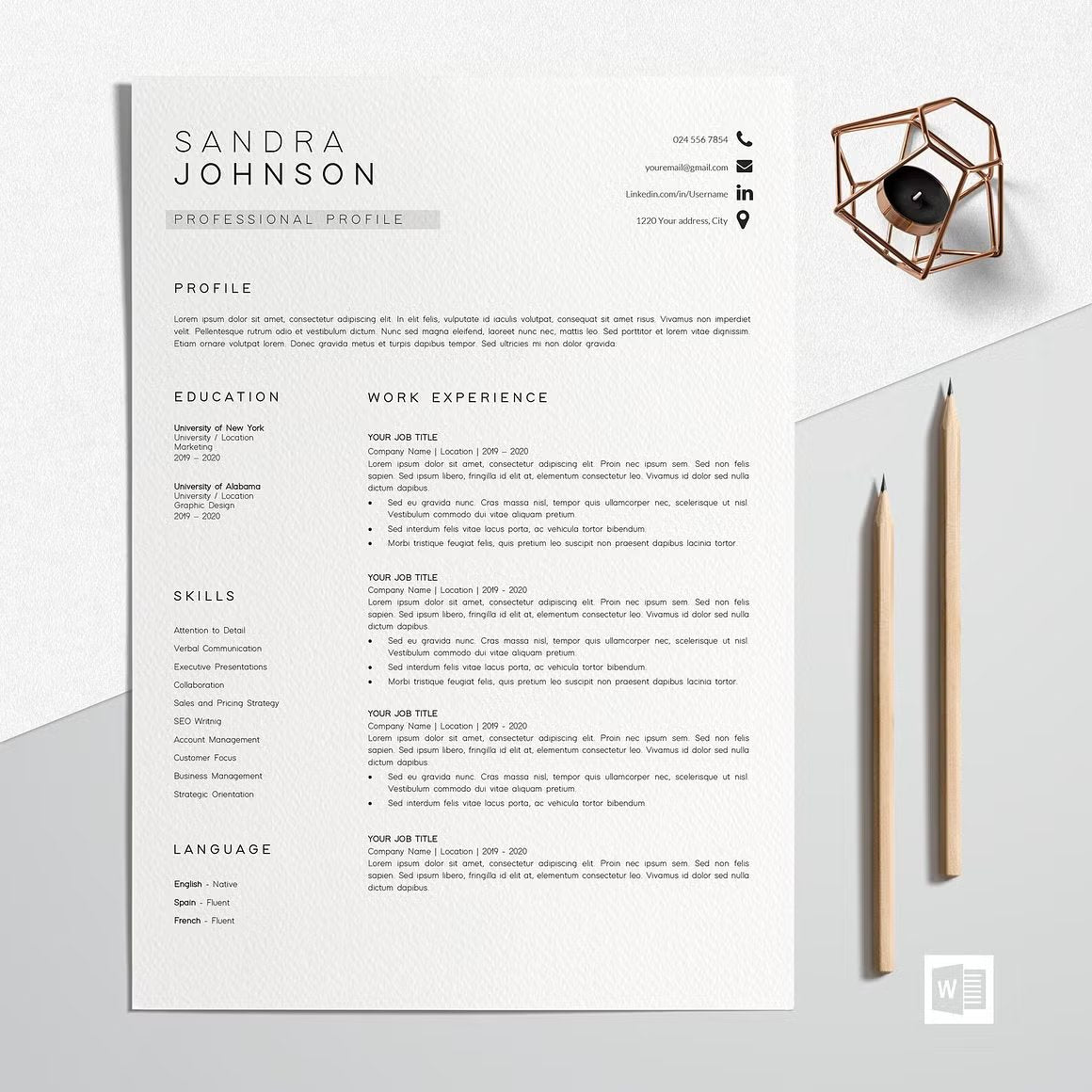 Modern Resume Template - Sandra Johnson