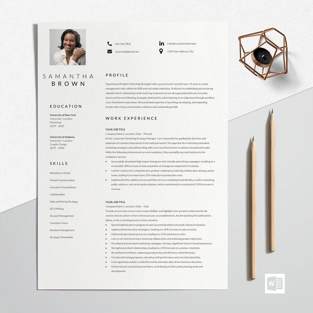 Resume Template Modern with Photo - Samantha Brown