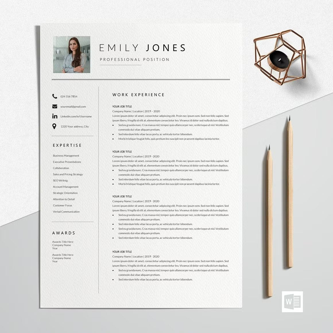 Professional CV Template Word - Emily Jones