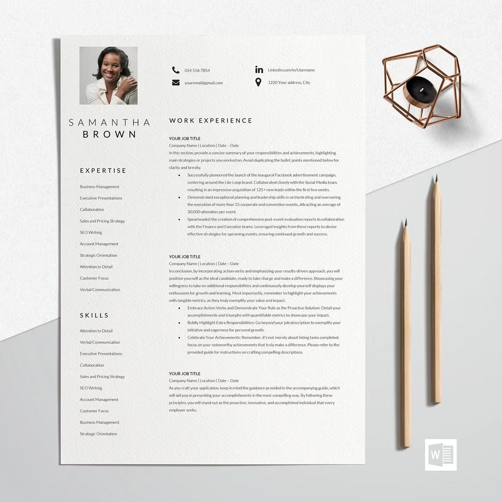 Resume Template Modern with Photo - Samantha Brown