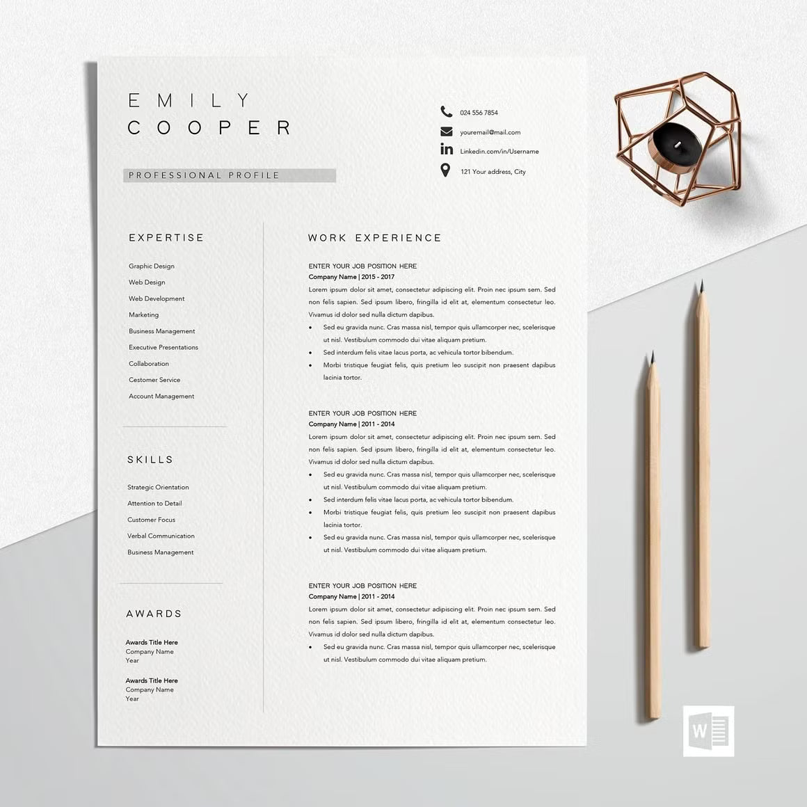 Resume Template Unique CV - Emily Cooper