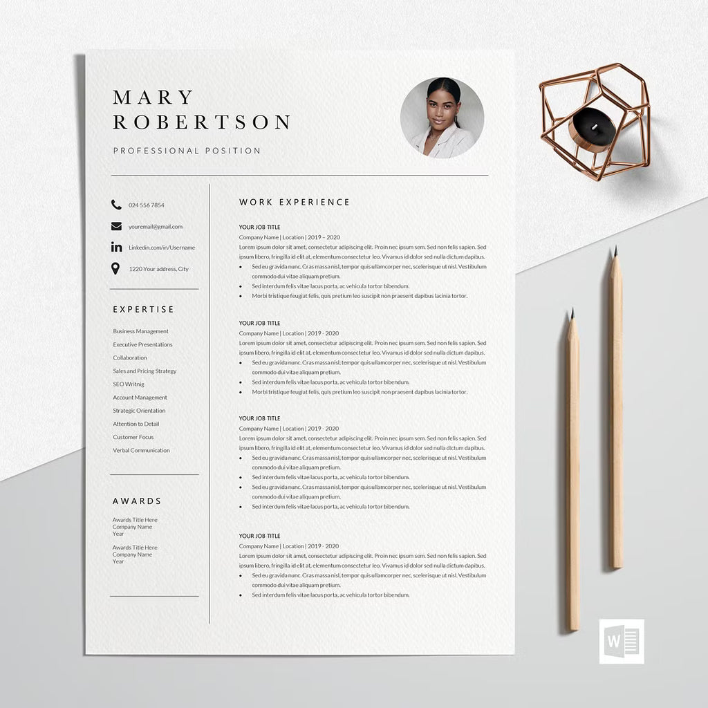 CV Resume Template - Mary Robertson
