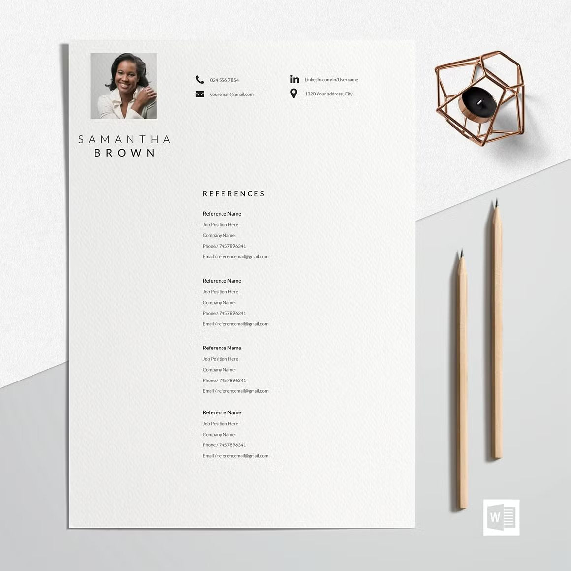 Resume Template Modern with Photo - Samantha Brown