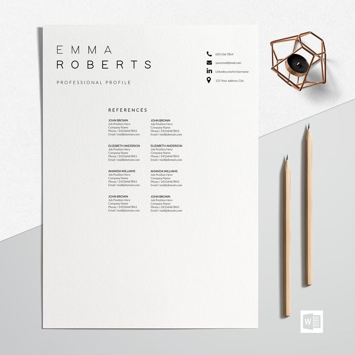 Resume CV Template - Emma Roberts