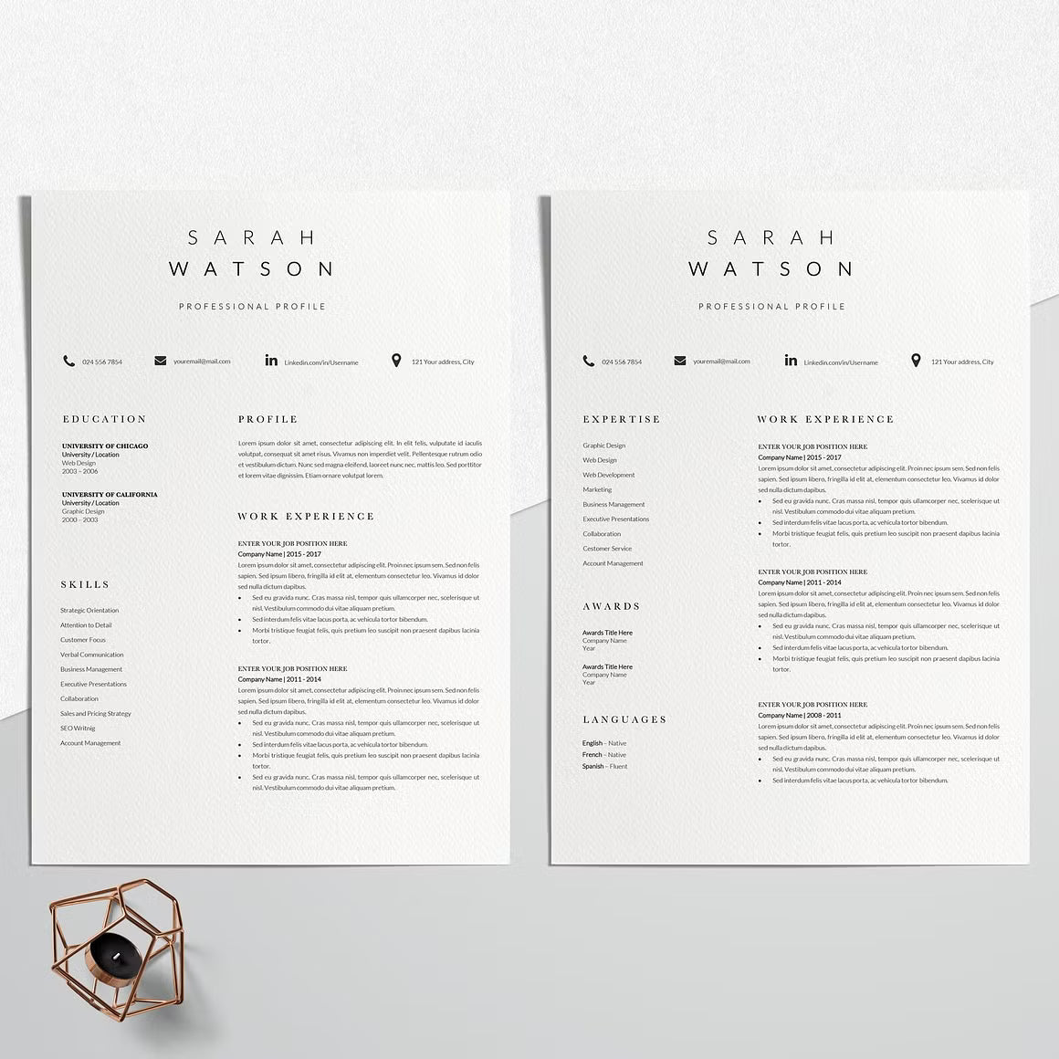 Creative Resume Design Professional - Sarah Watson
