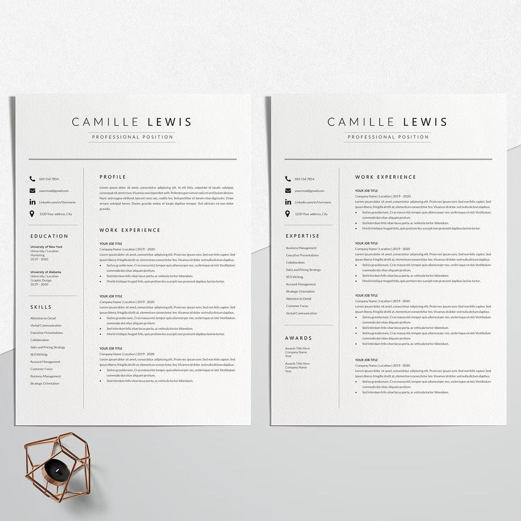 Professional Resume Design Template - Camille Lewis