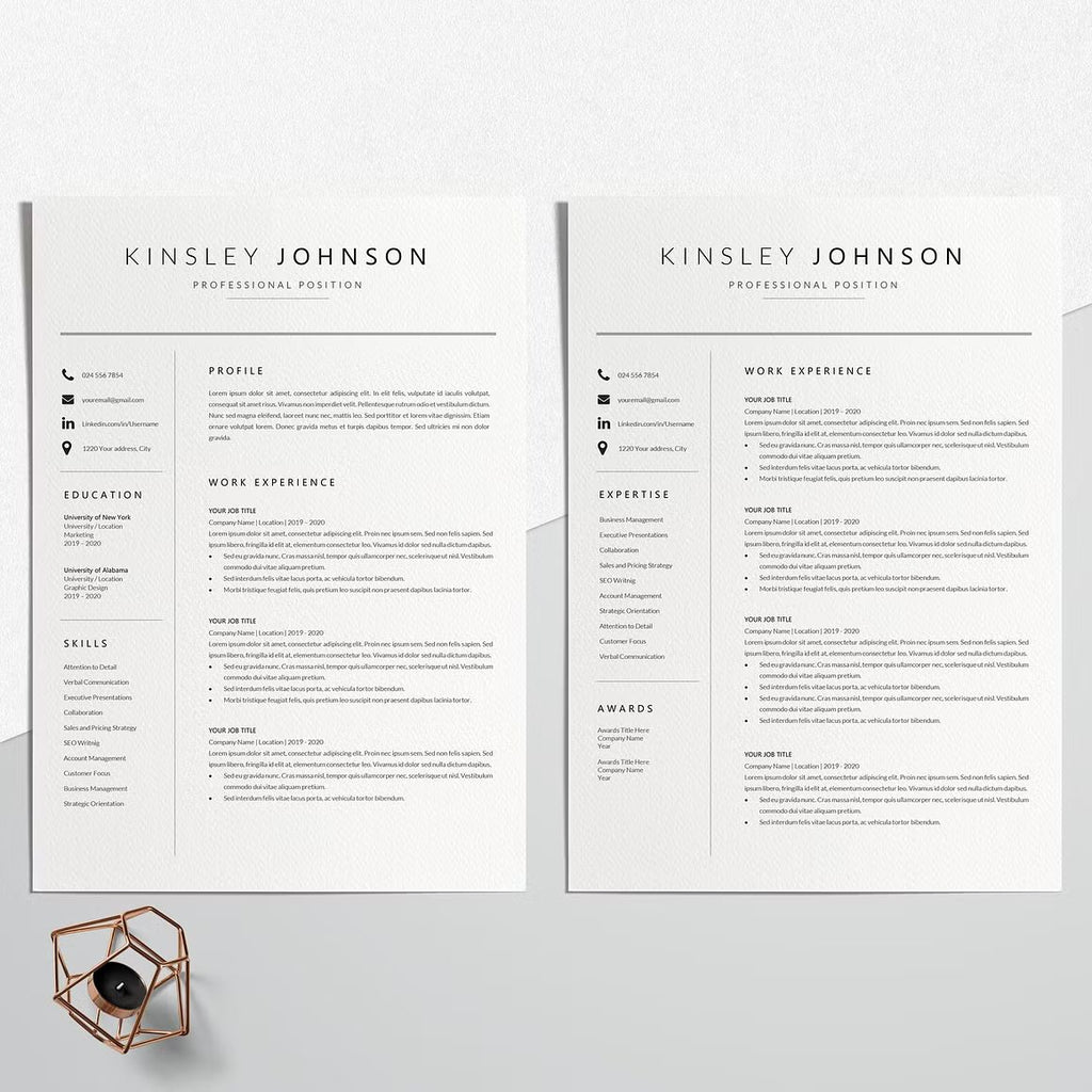 Creative Resume Template Word - Kinsley Johnson