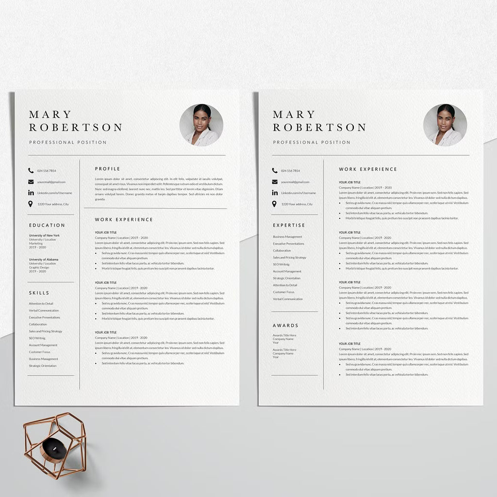CV Resume Template - Mary Robertson