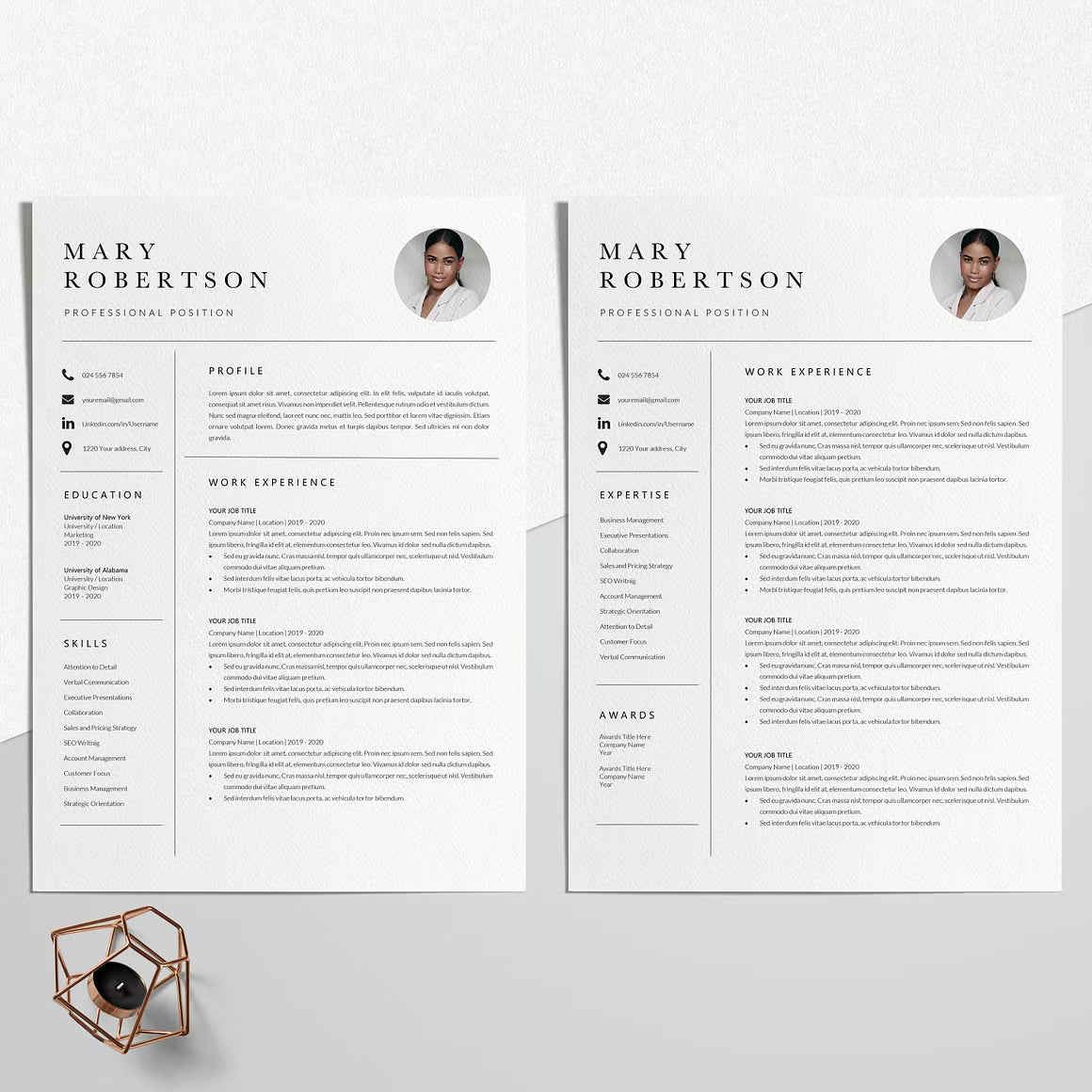 CV Resume Template - Mary Robertson