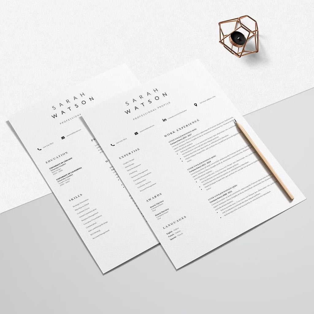 Creative Resume Design Professional - Sarah Watson