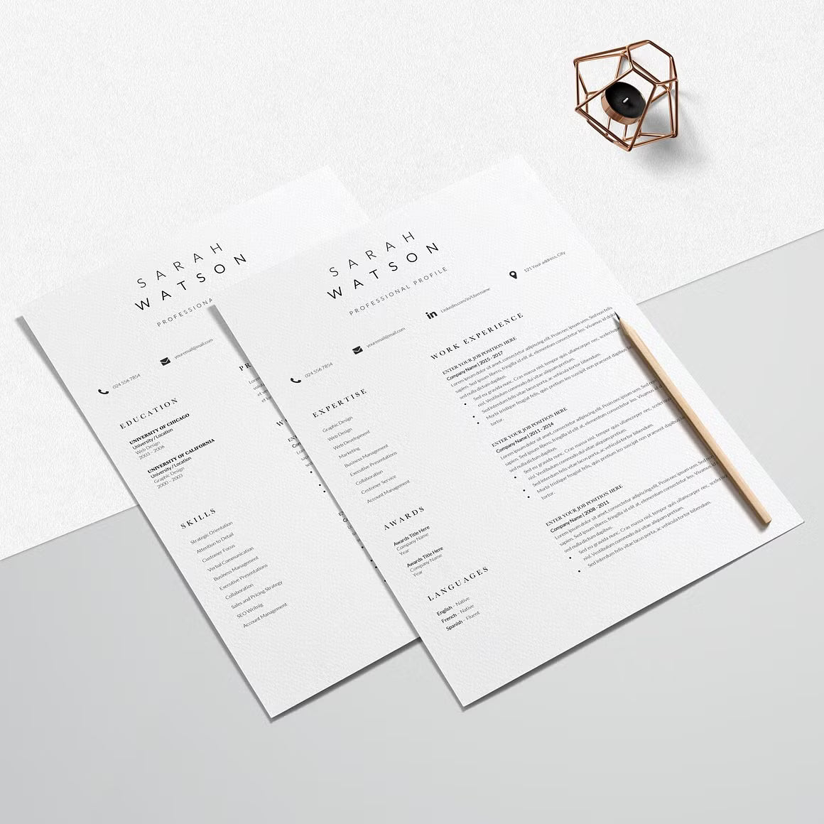 Creative Resume Design Professional - Sarah Watson