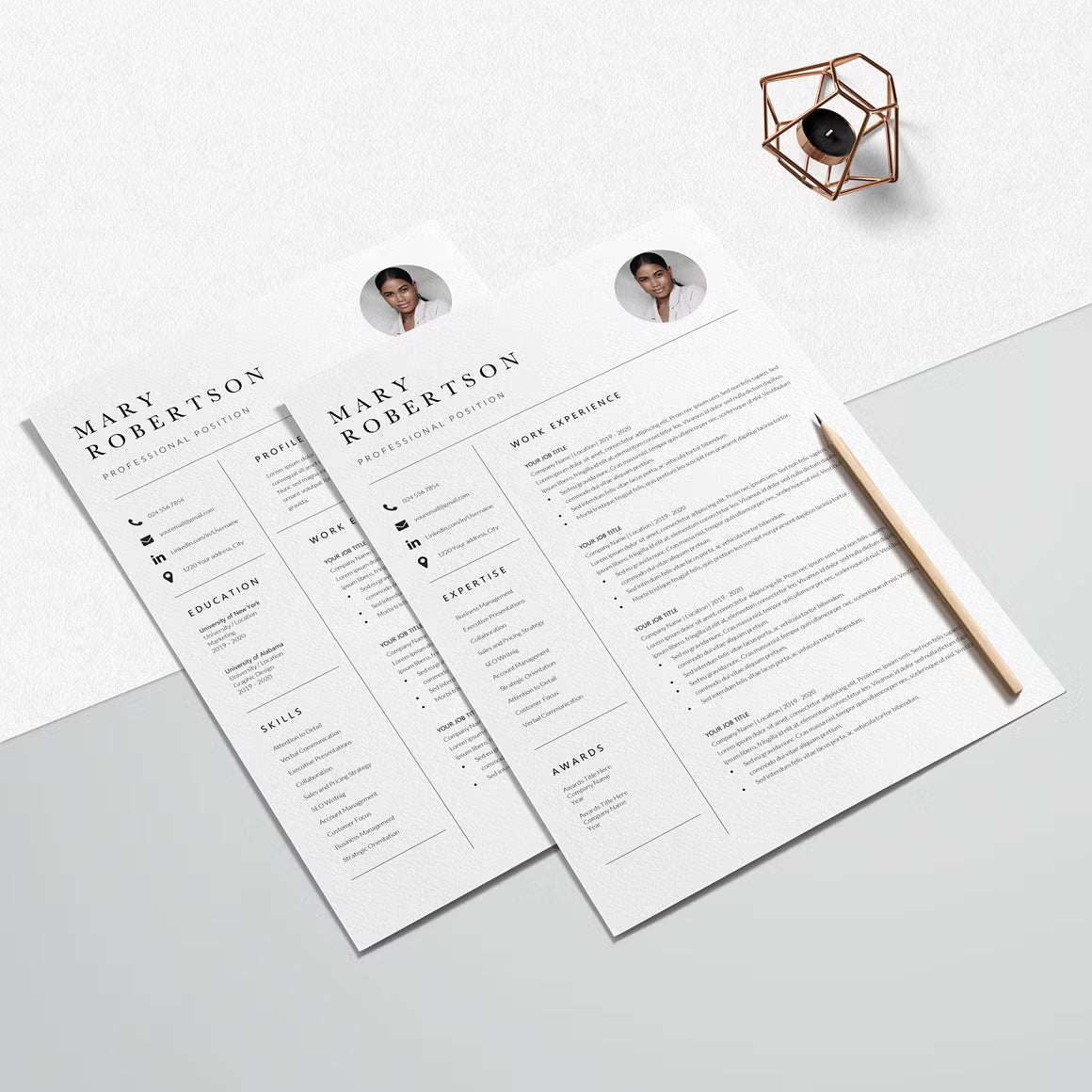 CV Resume Template - Mary Robertson