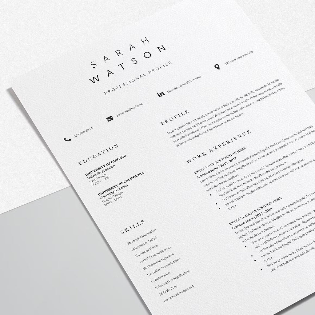 Creative Resume Design Professional - Sarah Watson