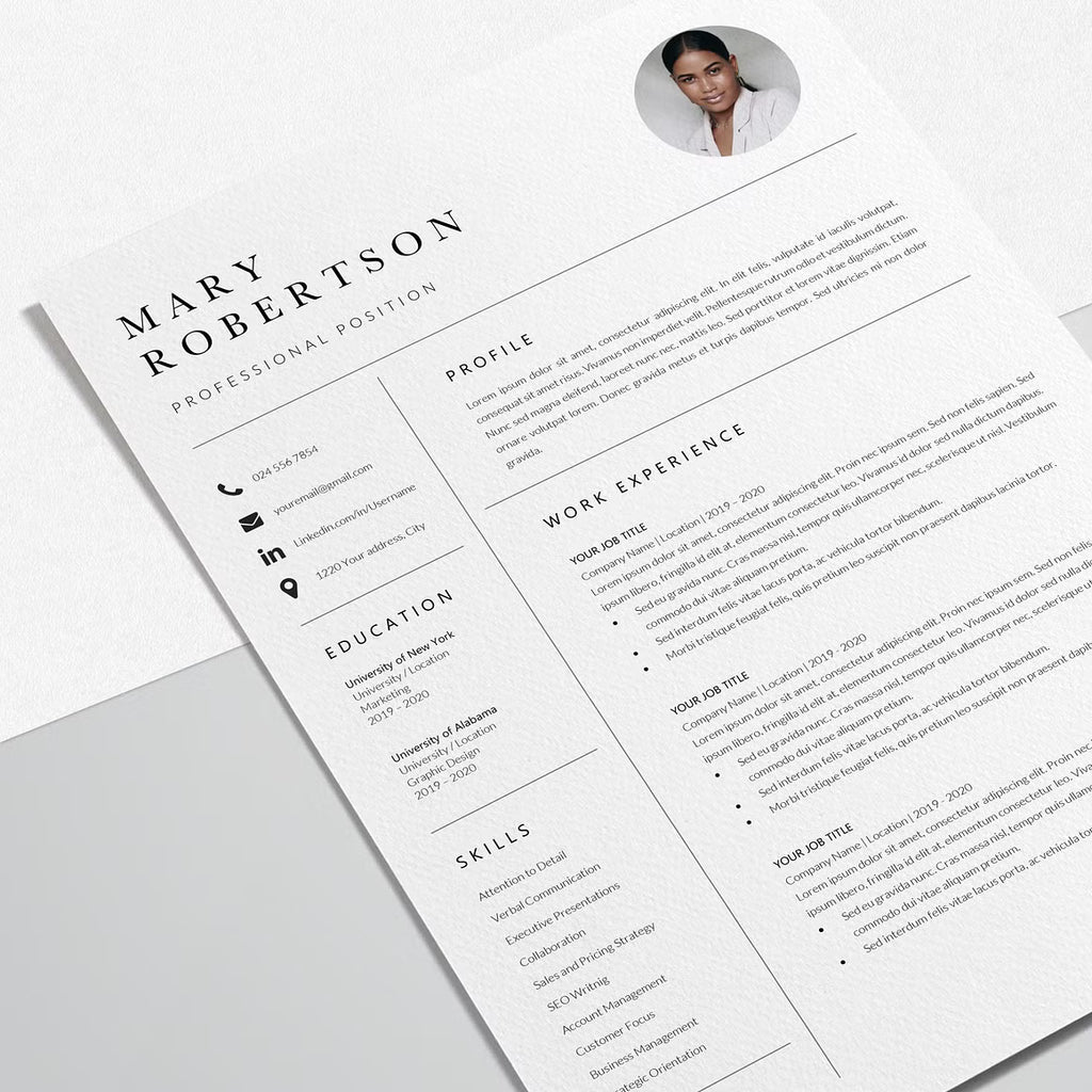 CV Resume Template - Mary Robertson