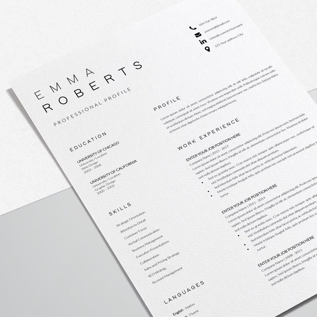 Resume CV Template - Emma Roberts