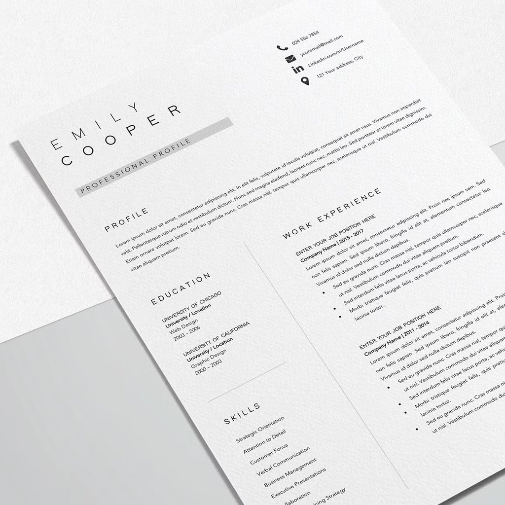 Resume Template Unique CV - Emily Cooper