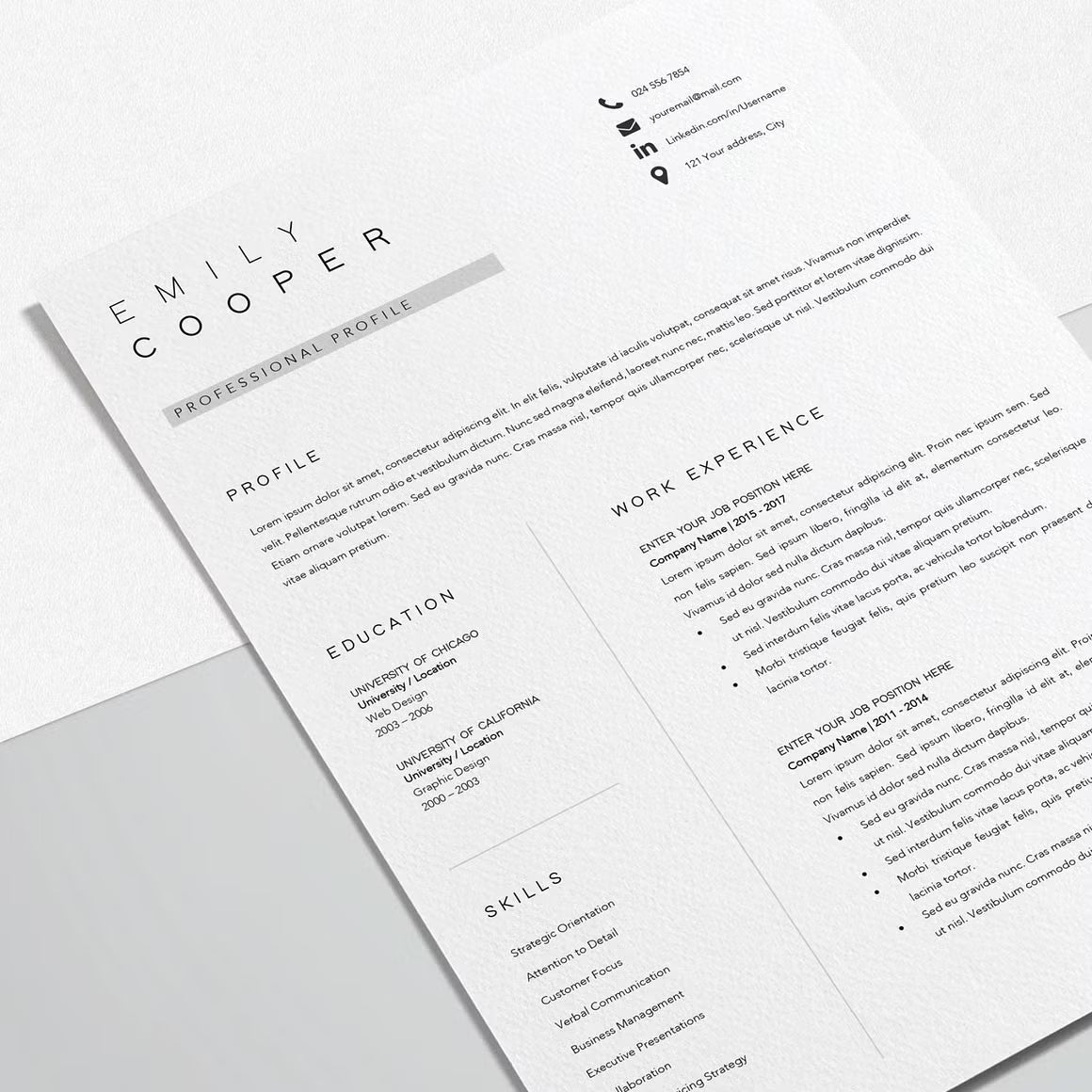 Resume Template Unique CV - Emily Cooper