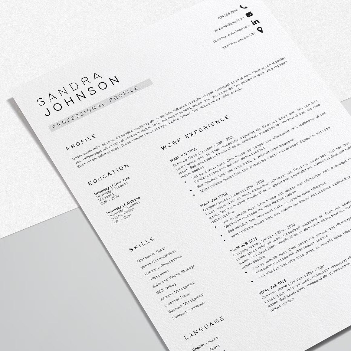 Modern Resume Template - Sandra Johnson