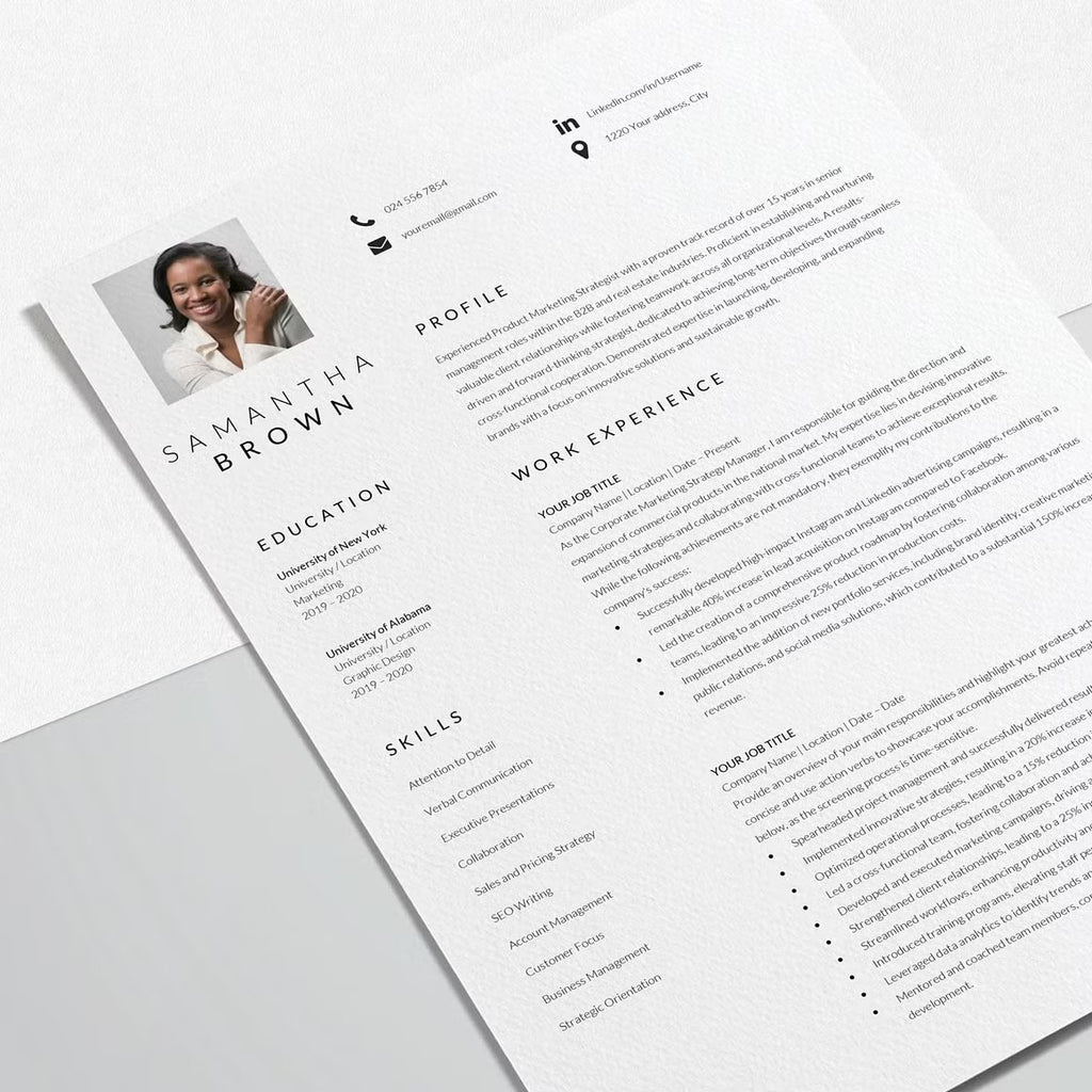 Resume Template Modern with Photo - Samantha Brown