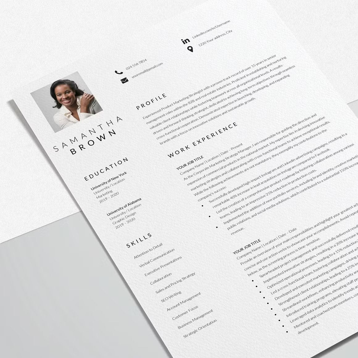Resume Template Modern with Photo - Samantha Brown