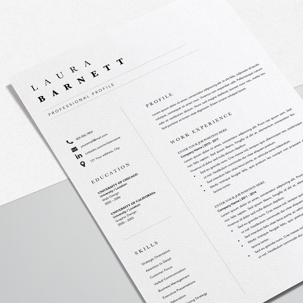 Easy Resume CV Template - Laura Barnett
