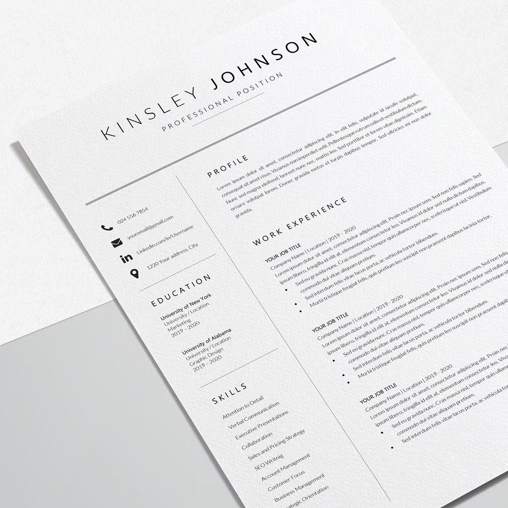 Creative Resume Template Word - Kinsley Johnson
