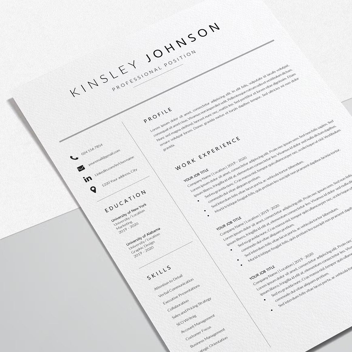 Creative Resume Template Word - Kinsley Johnson