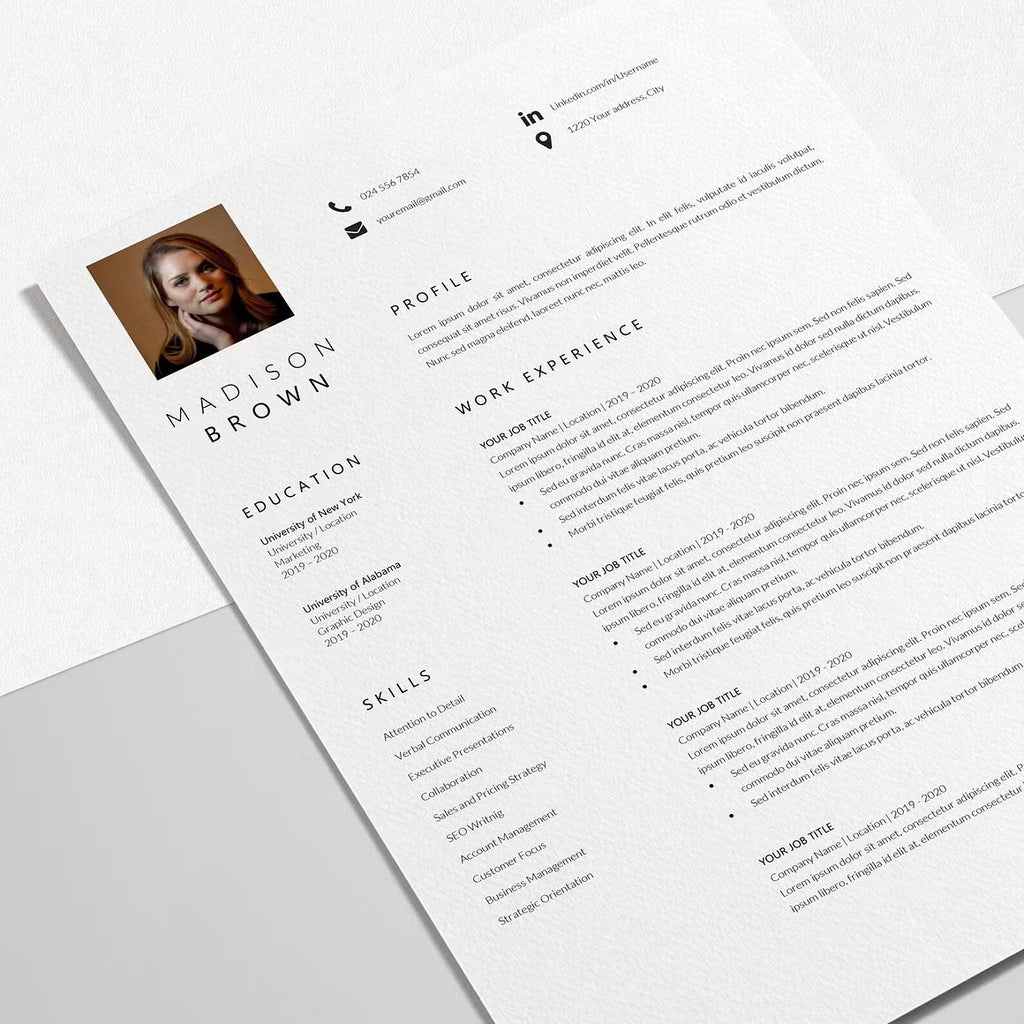 Simple Resume with Photo - Madison Brown