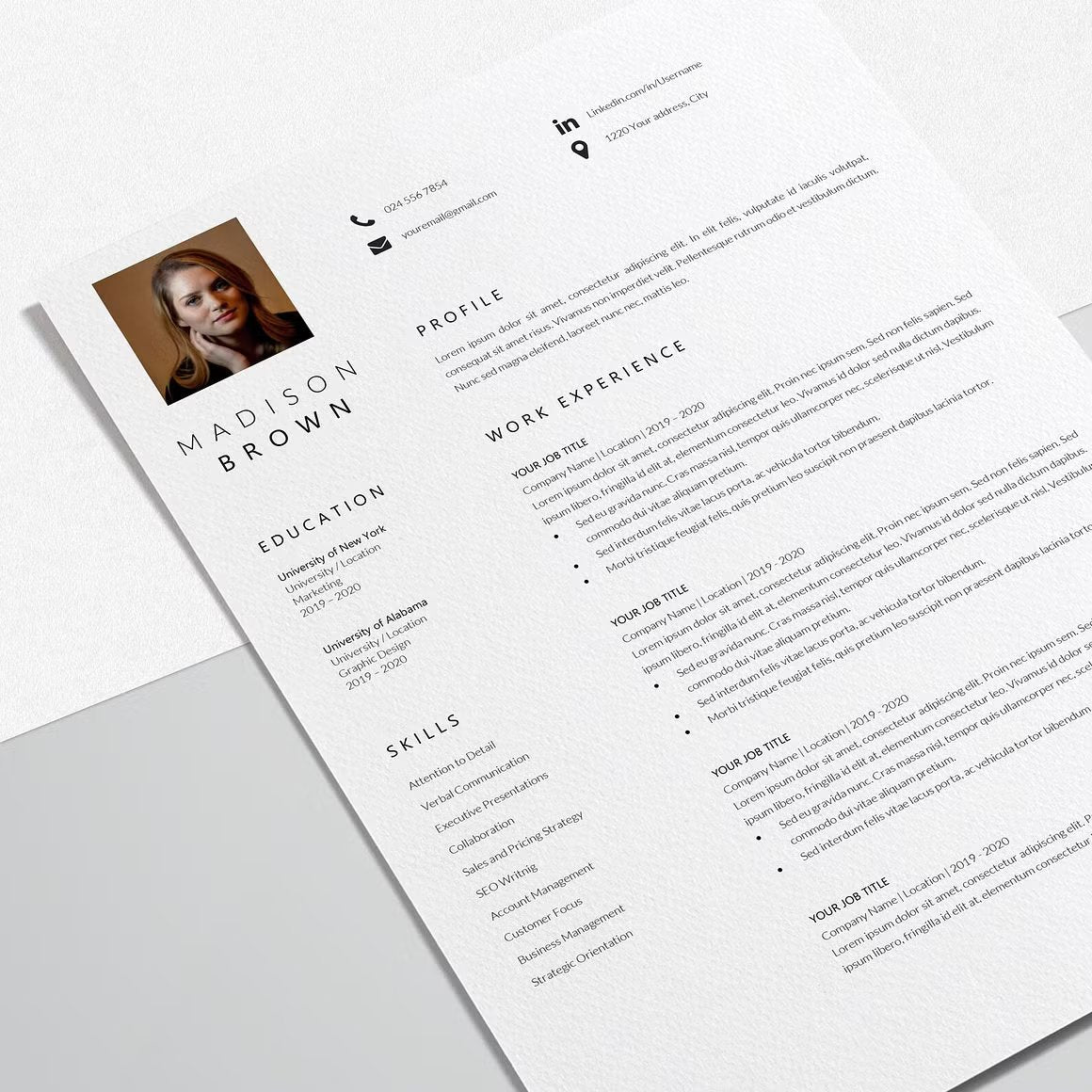 Simple Resume with Photo - Madison Brown