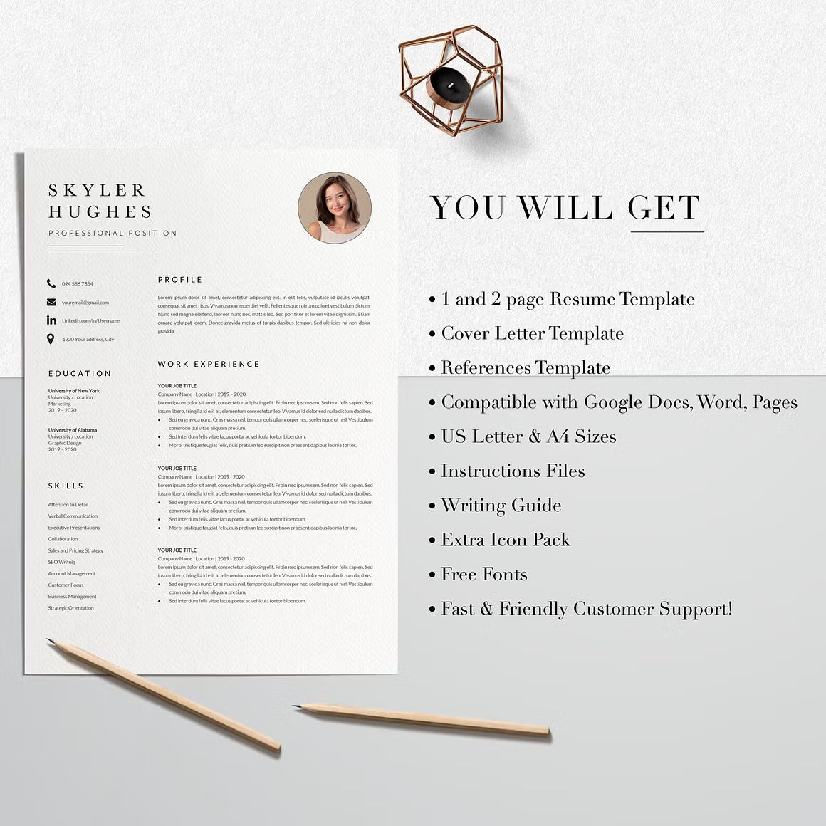 Resume Design CV Template - Skyler Hughes