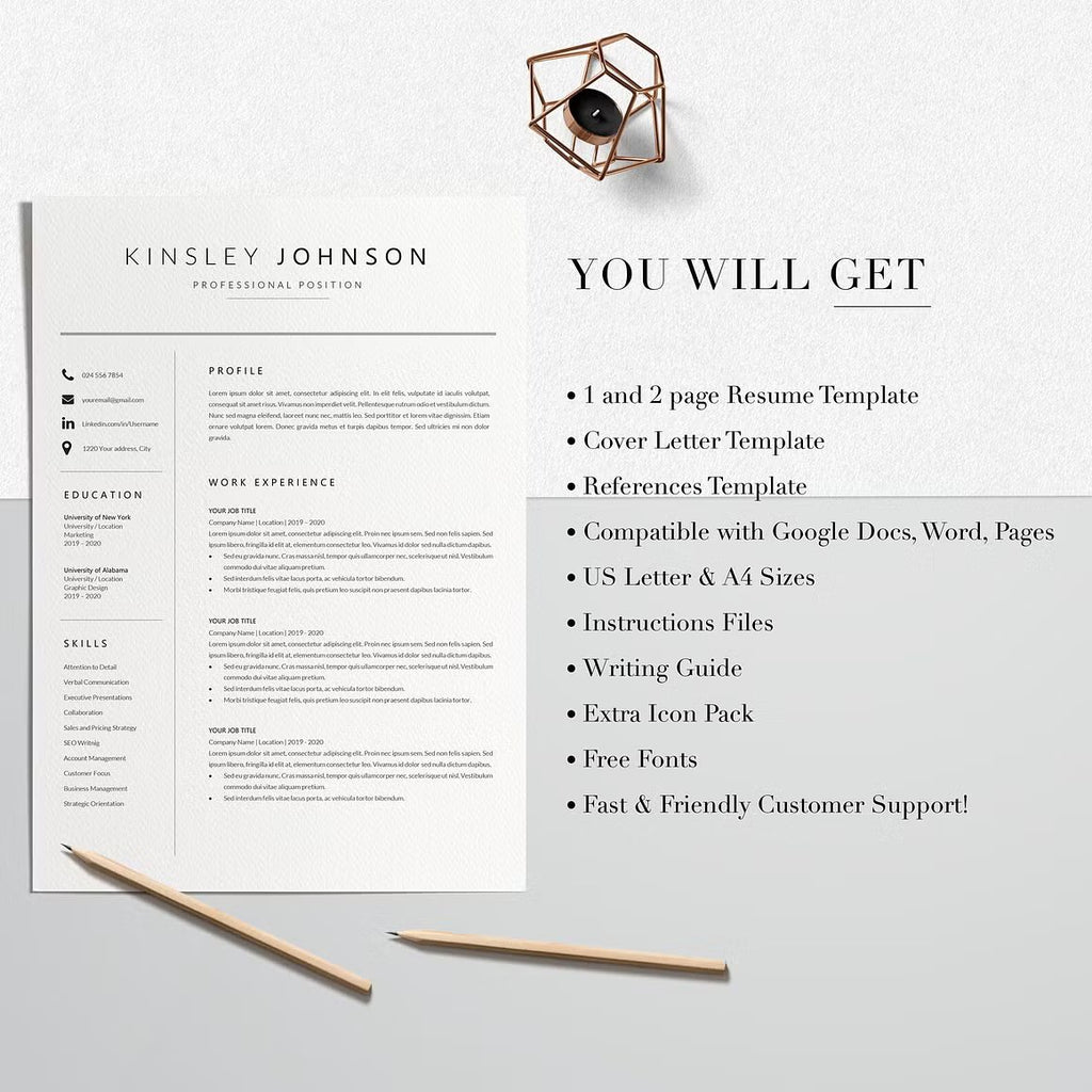 Creative Resume Template Word - Kinsley Johnson