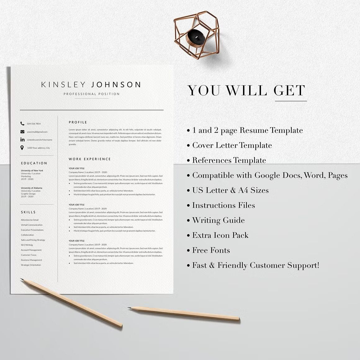 Creative Resume Template Word - Kinsley Johnson