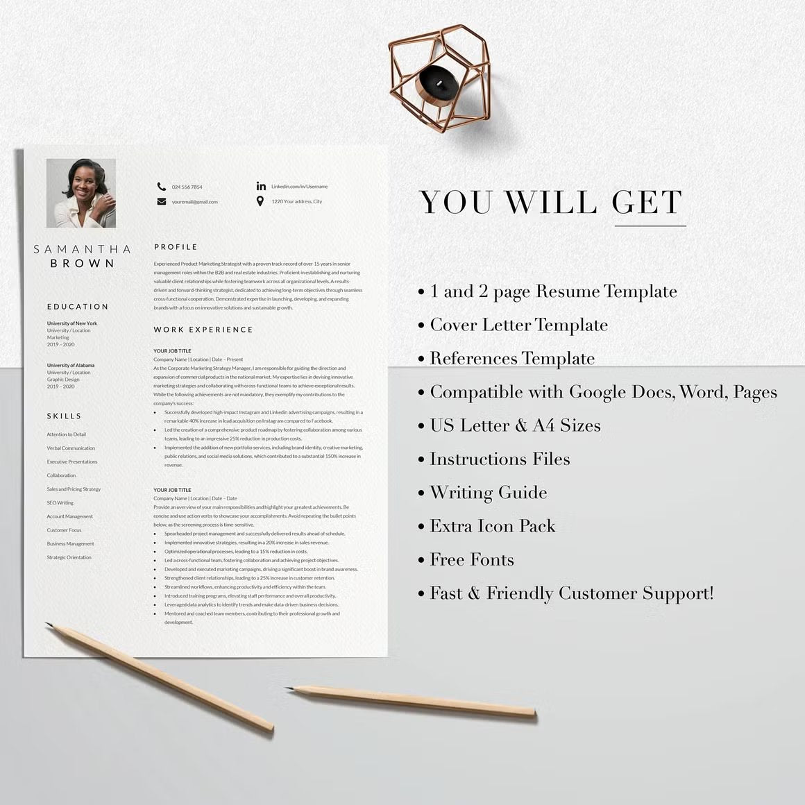 Resume Template Modern with Photo - Samantha Brown