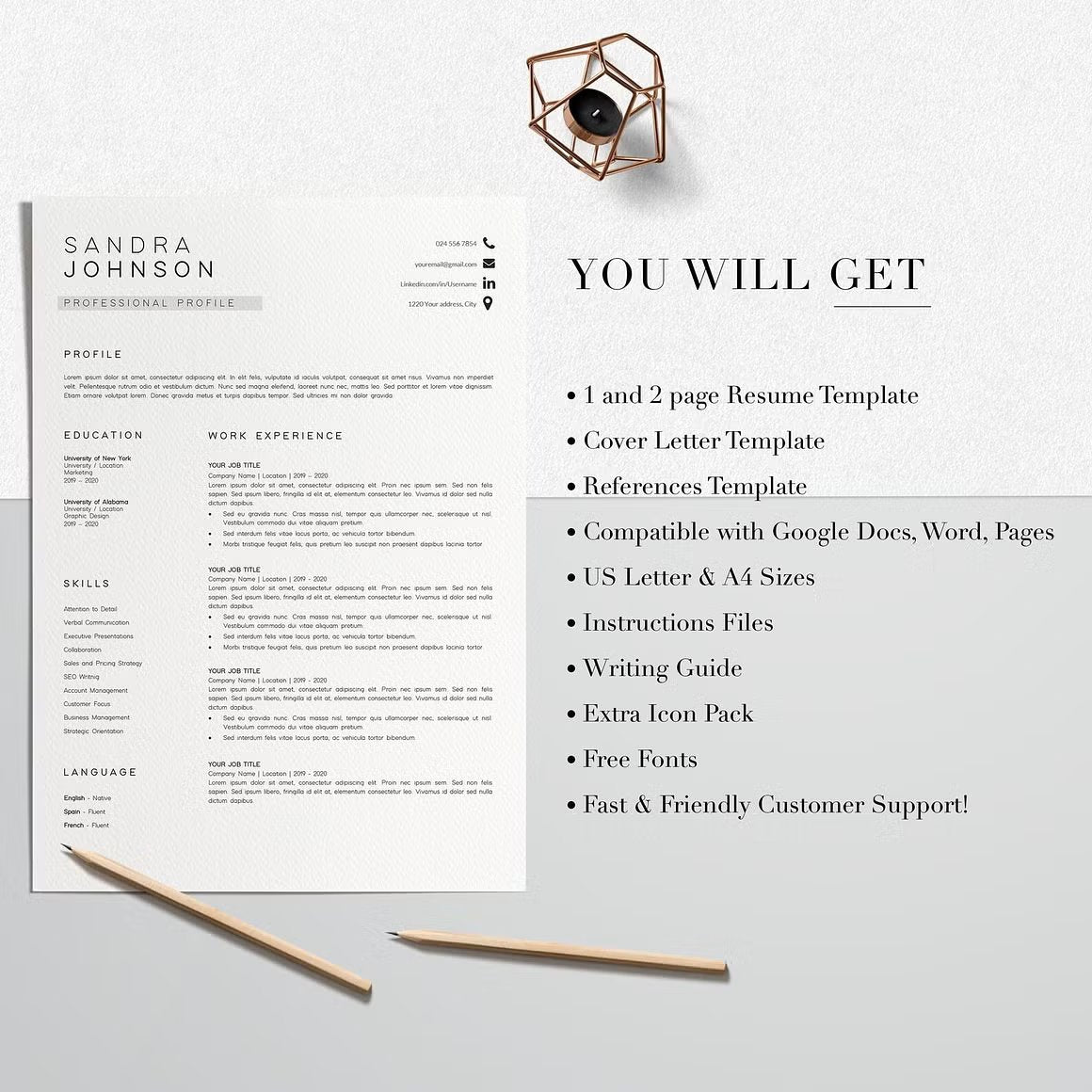 Modern Resume Template - Sandra Johnson