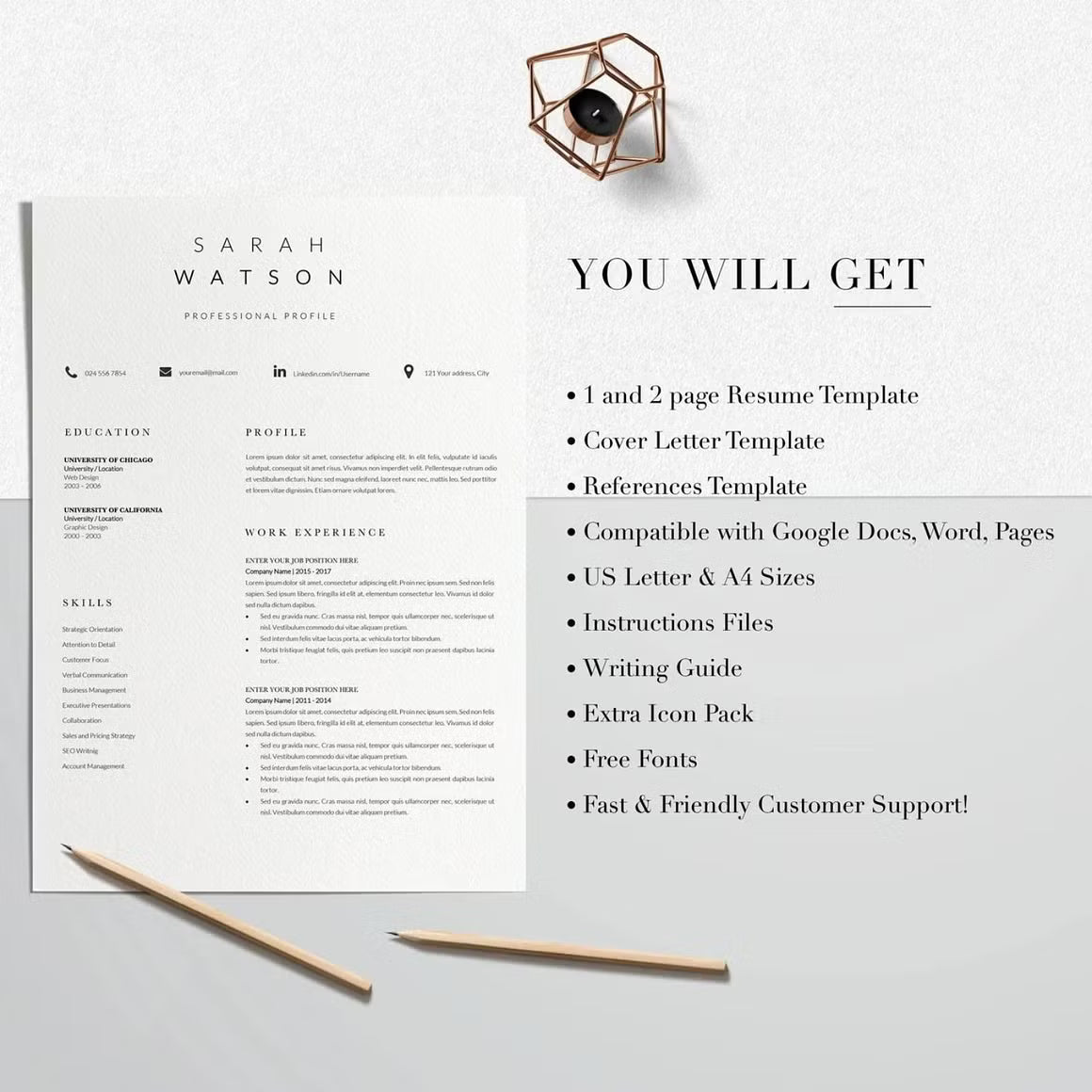 Creative Resume Design Professional - Sarah Watson