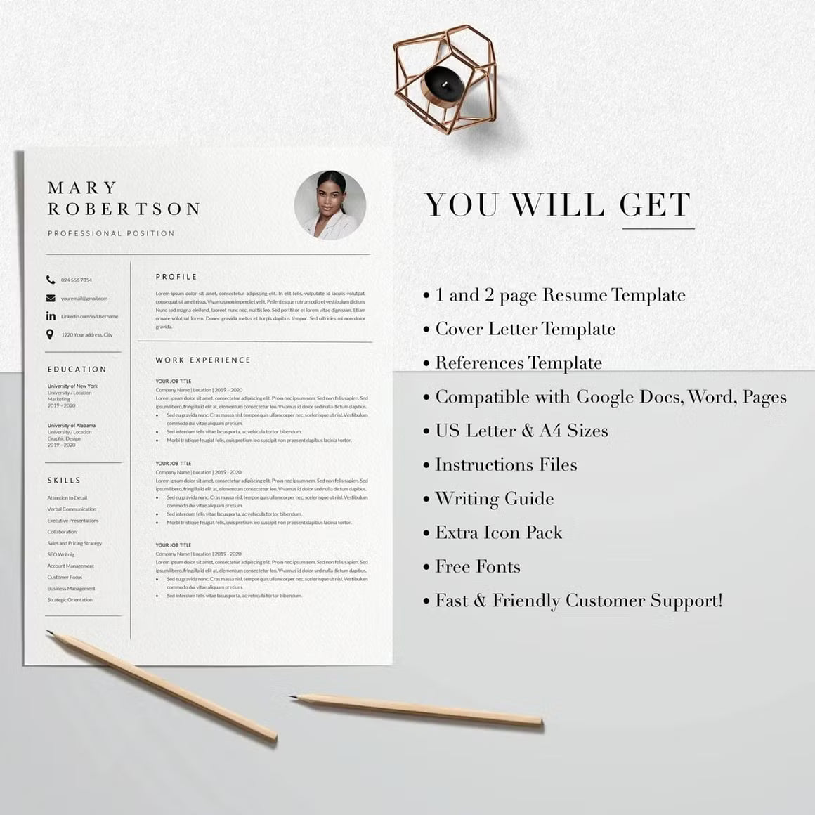 CV Resume Template - Mary Robertson