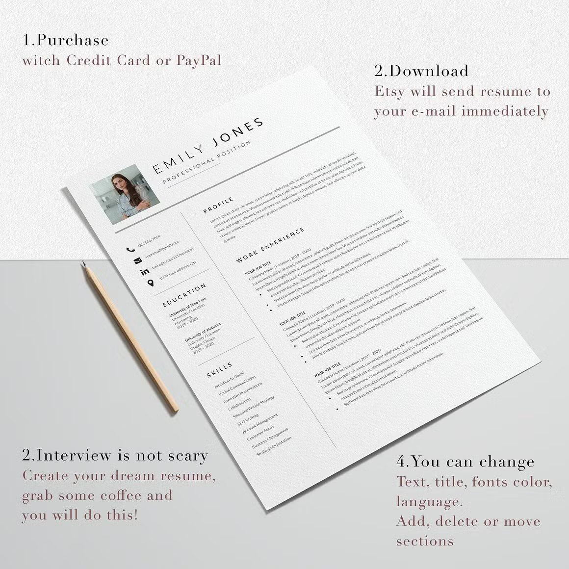 Professional CV Template Word - Emily Jones