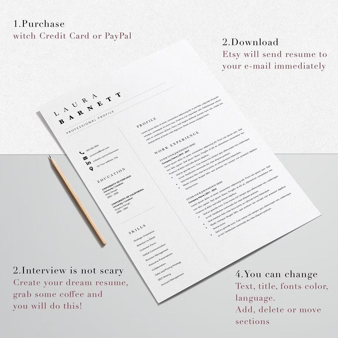 Easy Resume CV Template - Laura Barnett