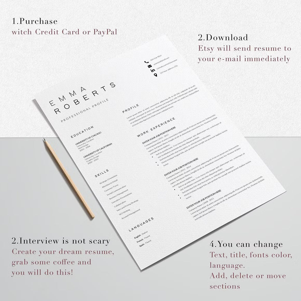 Resume CV Template - Emma Roberts