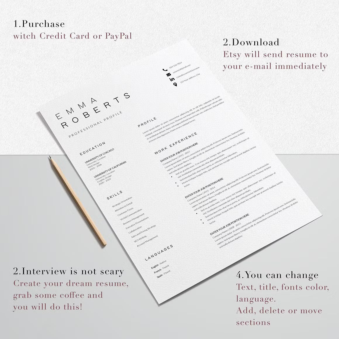 Resume CV Template - Emma Roberts