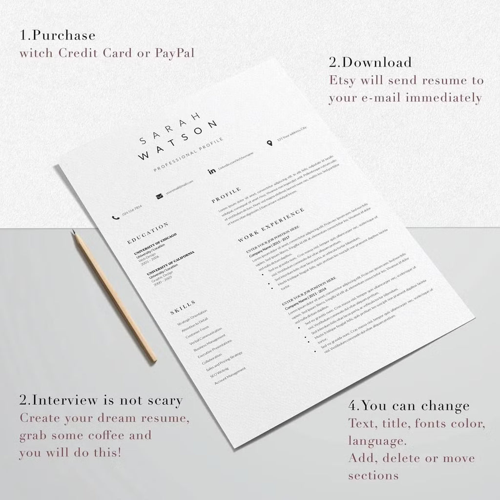 Creative Resume Design Professional - Sarah Watson