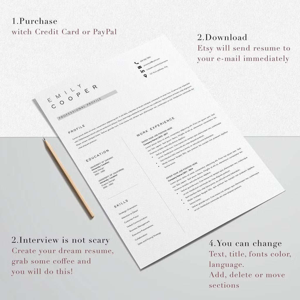 Resume Template Unique CV - Emily Cooper