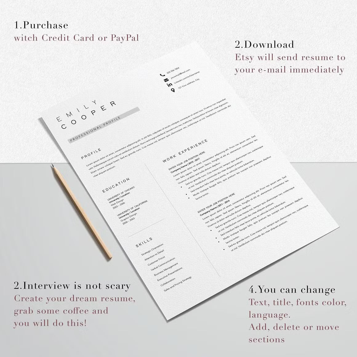Resume Template Unique CV - Emily Cooper