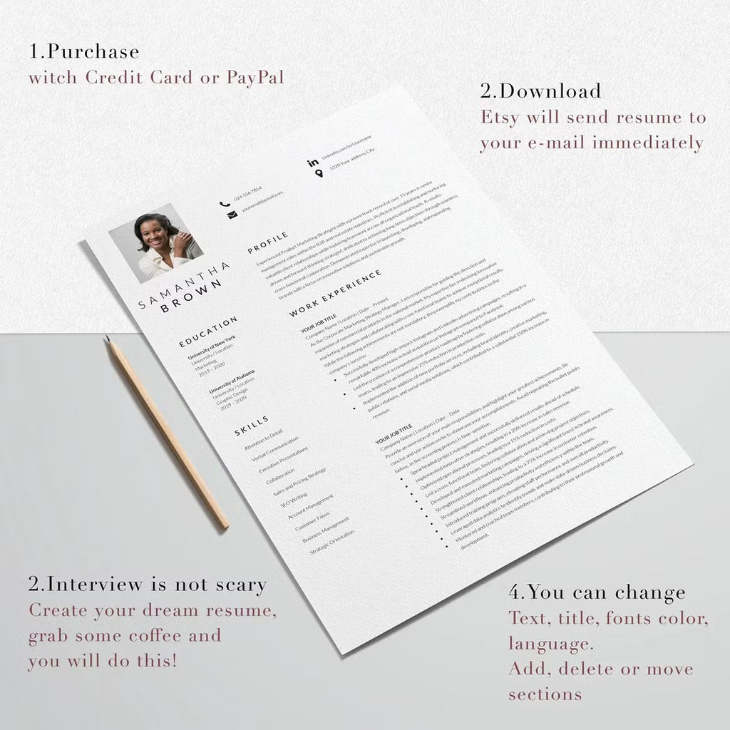 Resume Template Modern with Photo - Samantha Brown