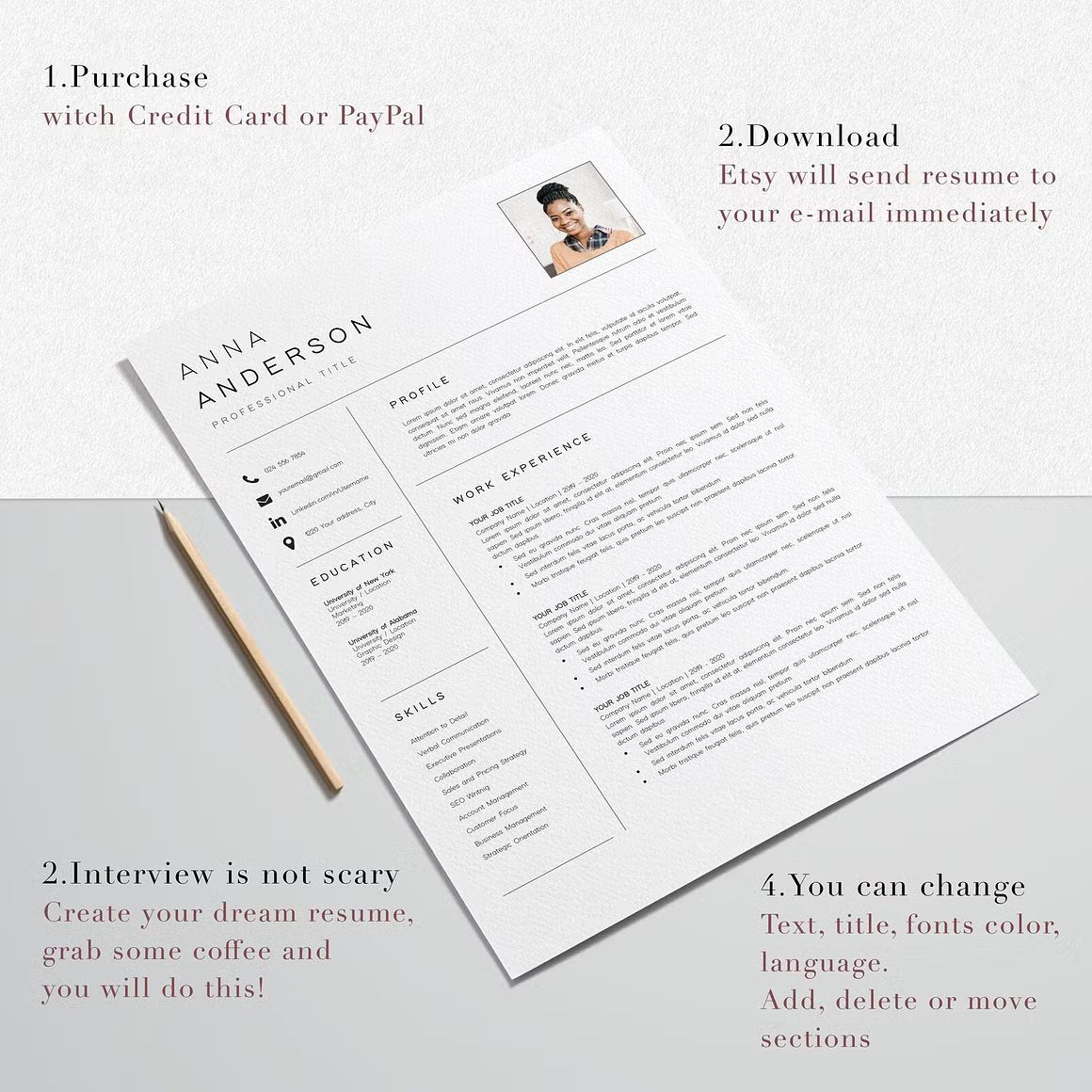 Resume Template CV Professional - Anna Anderson