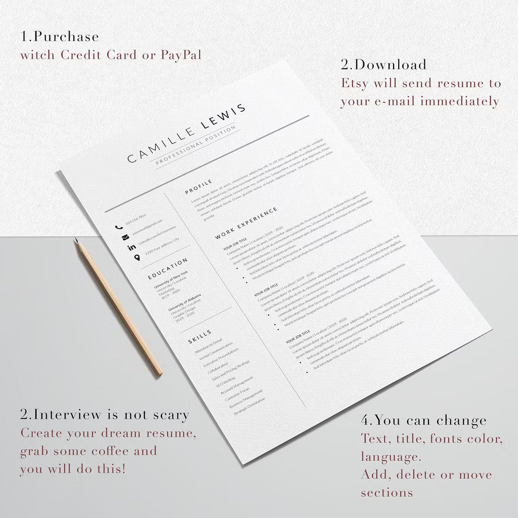 Professional Resume Design Template - Camille Lewis
