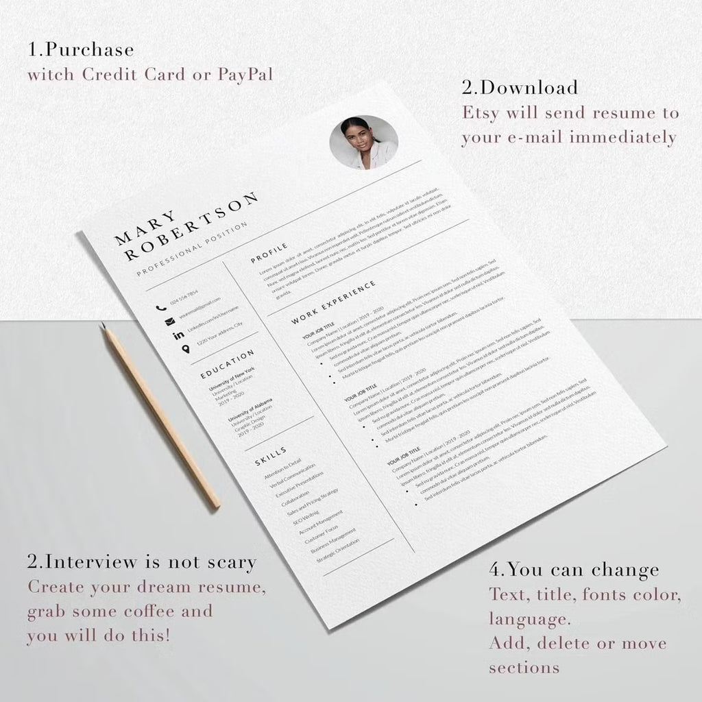 CV Resume Template - Mary Robertson
